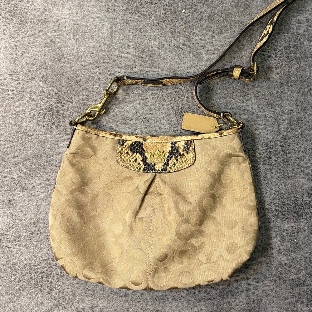 Coach Signature Jacquard & Snake Embossed Leather Crossbody Bag